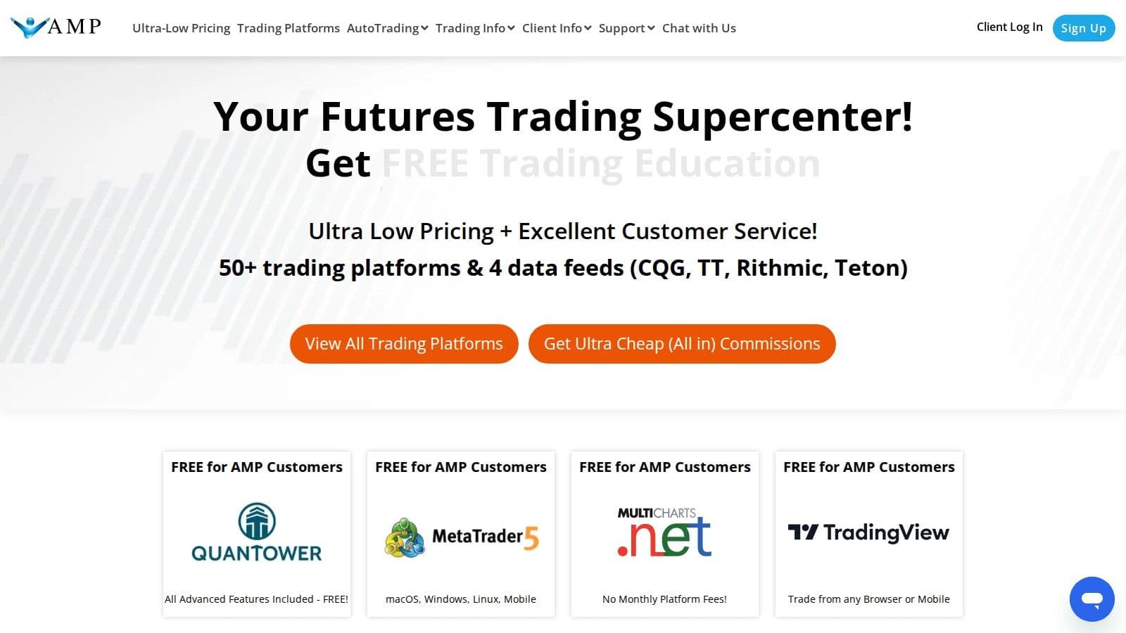 AMP Futures homepage, October 2026