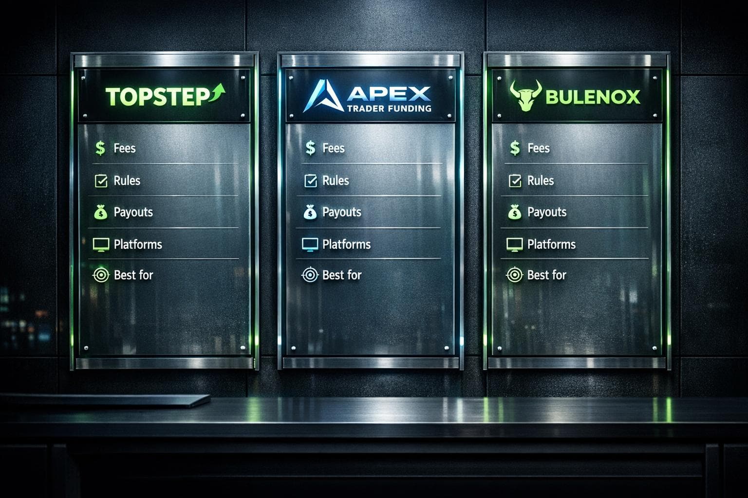 Topstep vs Apex vs Bulenox - Head-to-Head Prop Firm Review