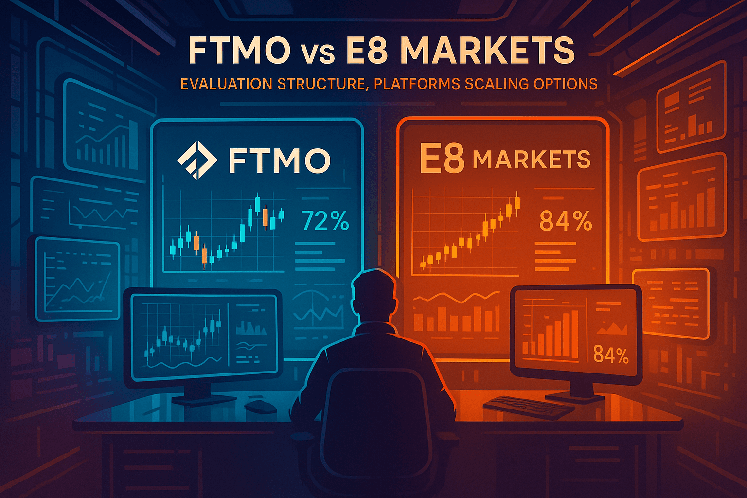 FTMO vs E8 Markets: Evaluation Structure, Platforms & Scaling Options