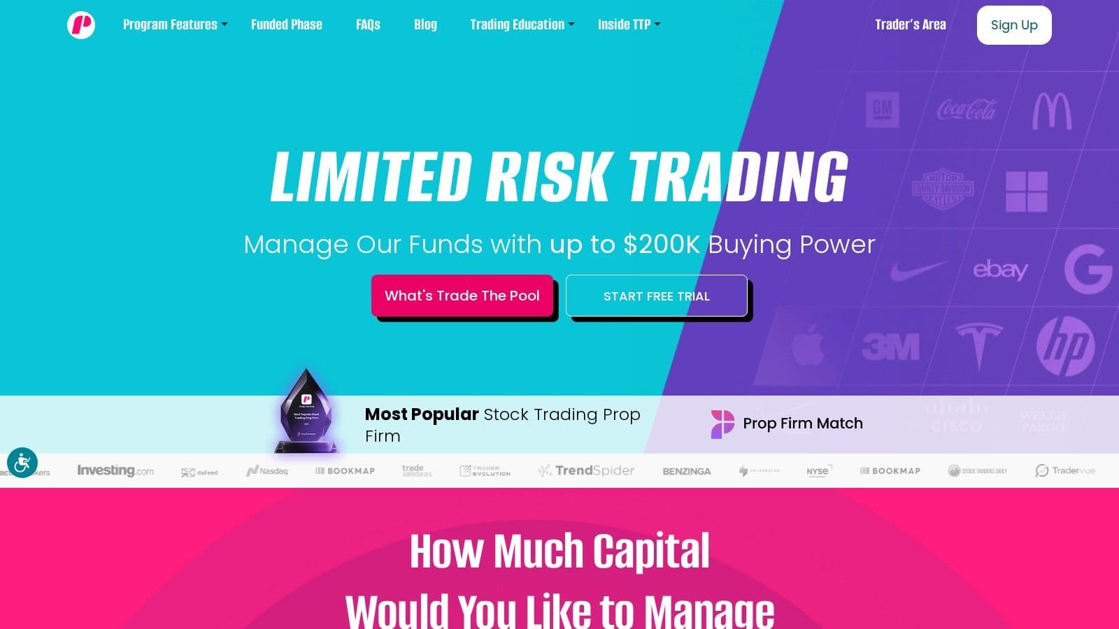 Trade The Pool homepage, October 2026