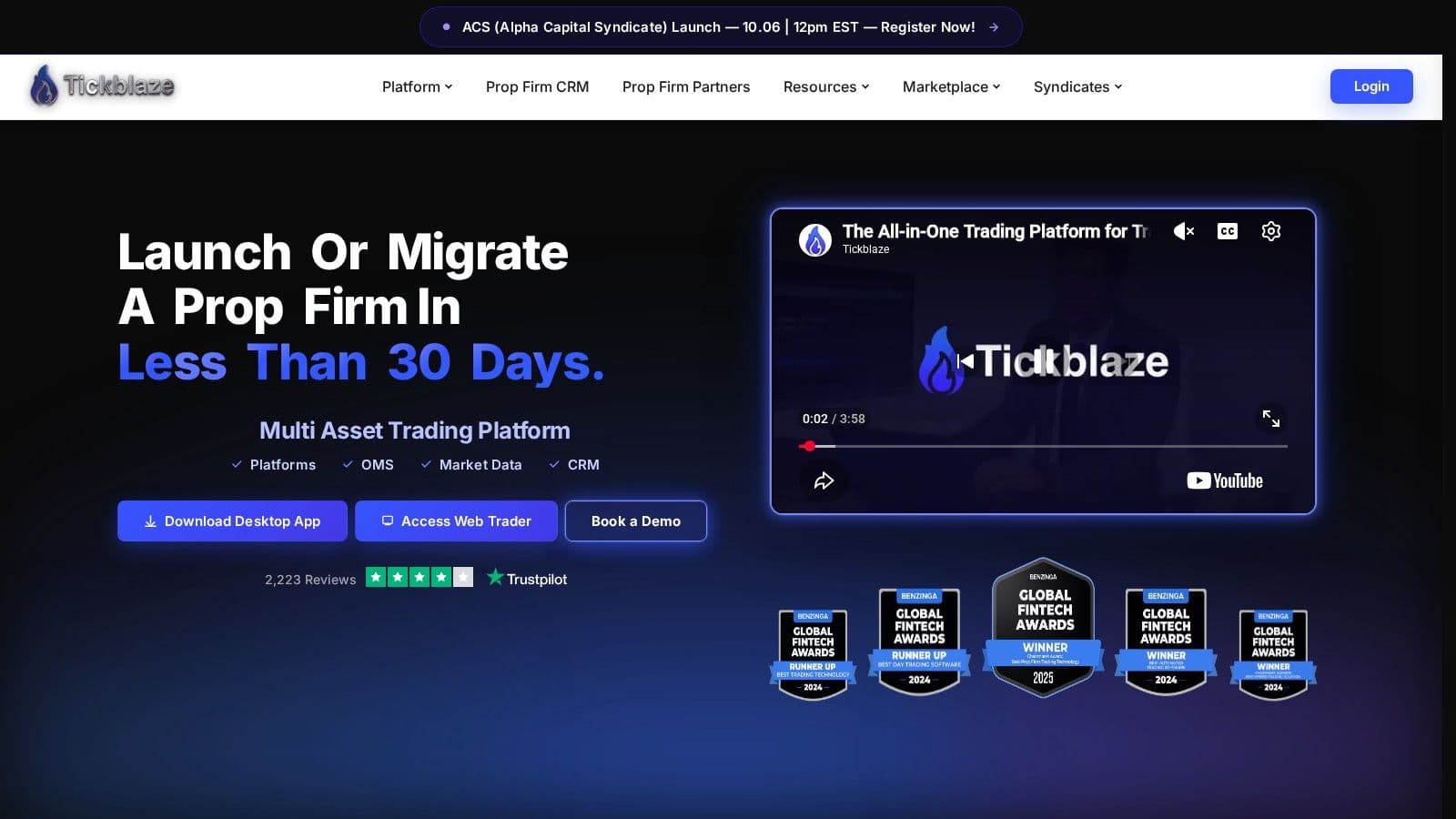 Tickblaze homepage, October 2026