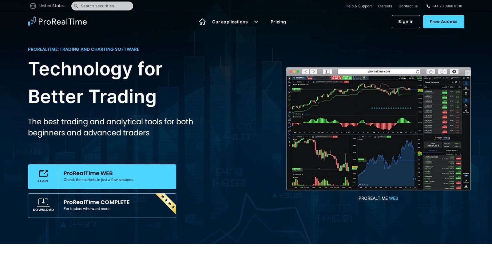 ProRealTime homepage, October 2026