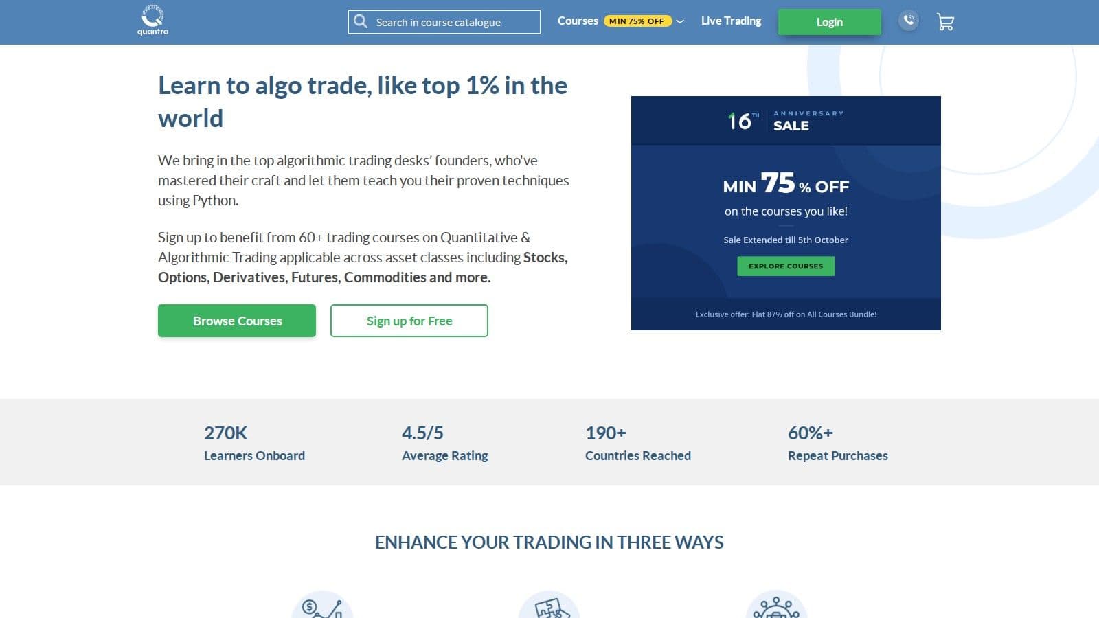 Quantra homepage, October 2026