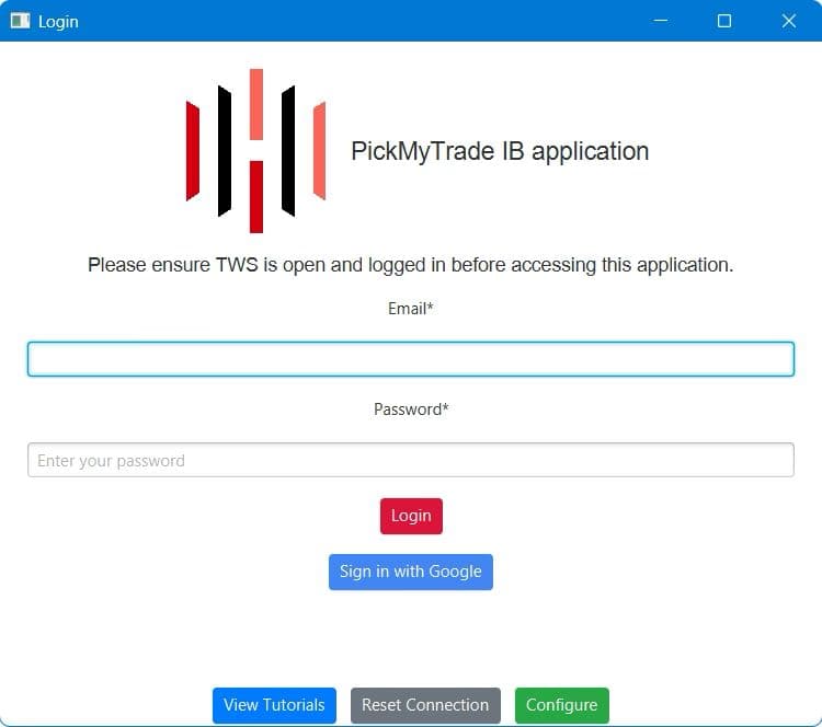 PickMyTrade IB app connection