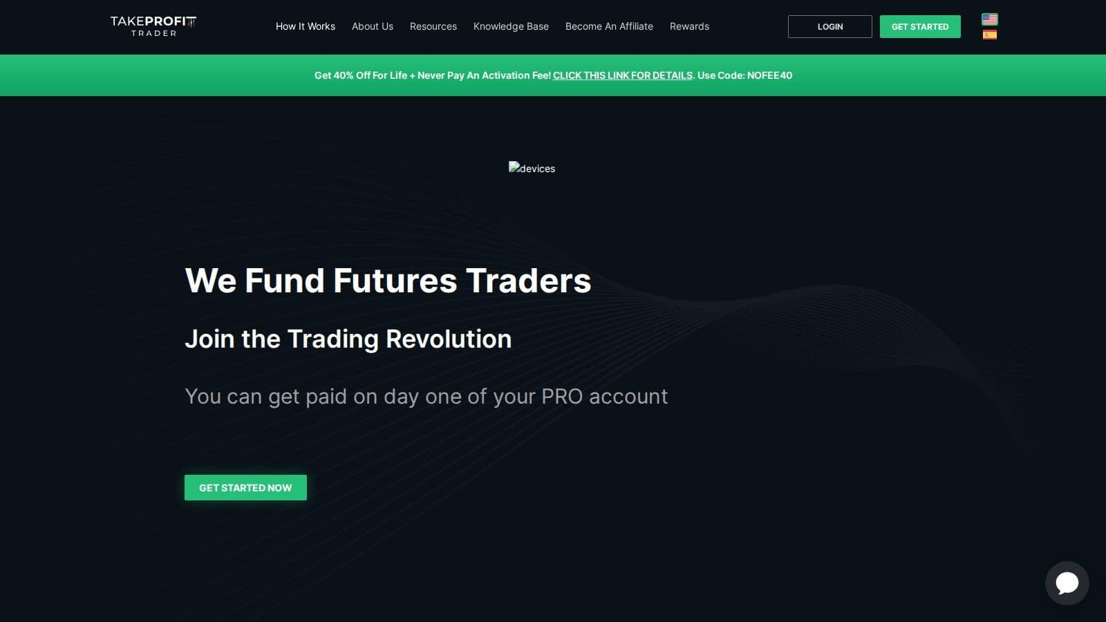 Take Profit Trader homepage, October 2026