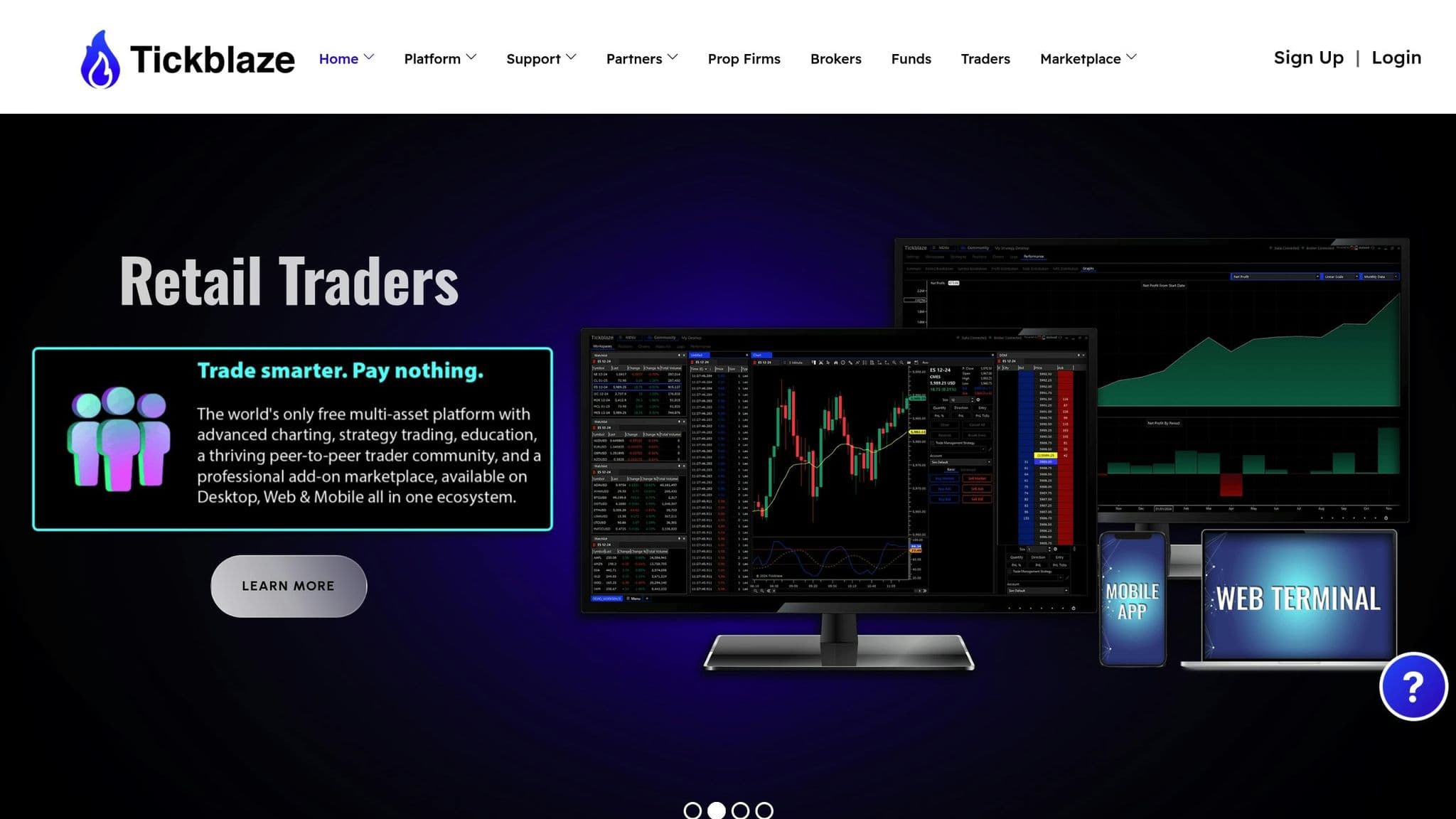 Tickblaze retail trading platform with charts and multiple account support