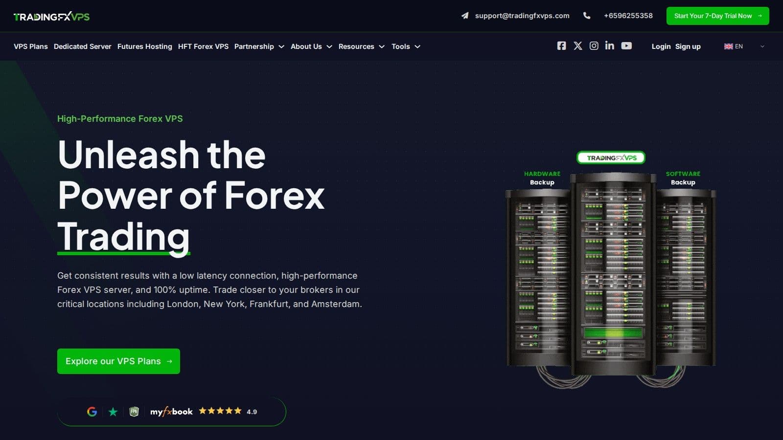 TradingFXVPS homepage, October 2026