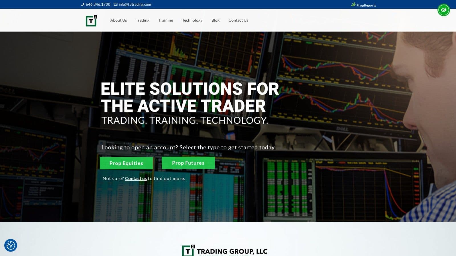T3 Trading Group homepage, October 2026