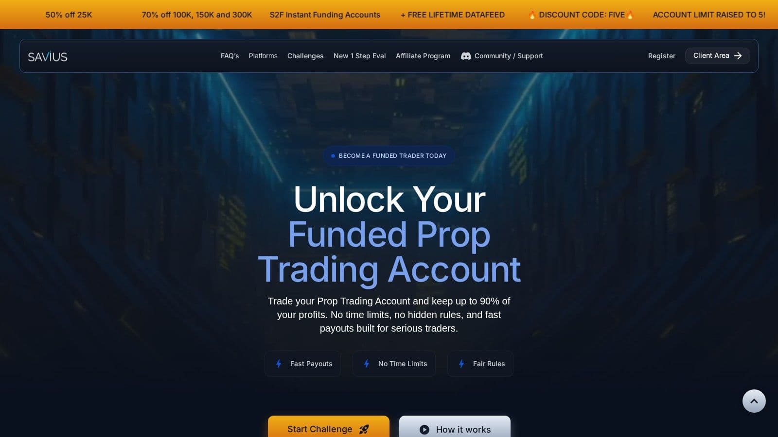 Savius homepage, October 2026