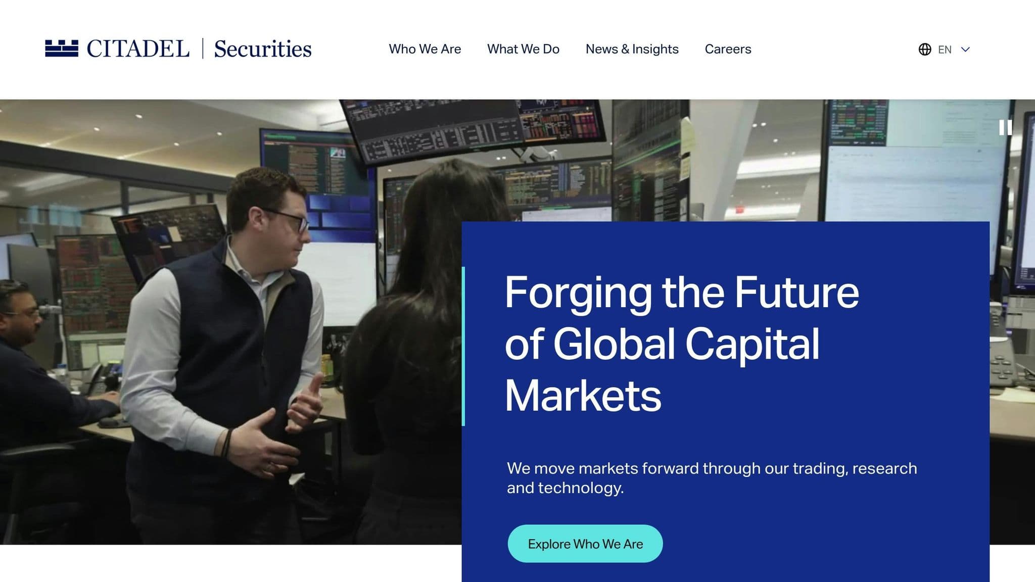 Citadel Securities homepage introducing its market making services