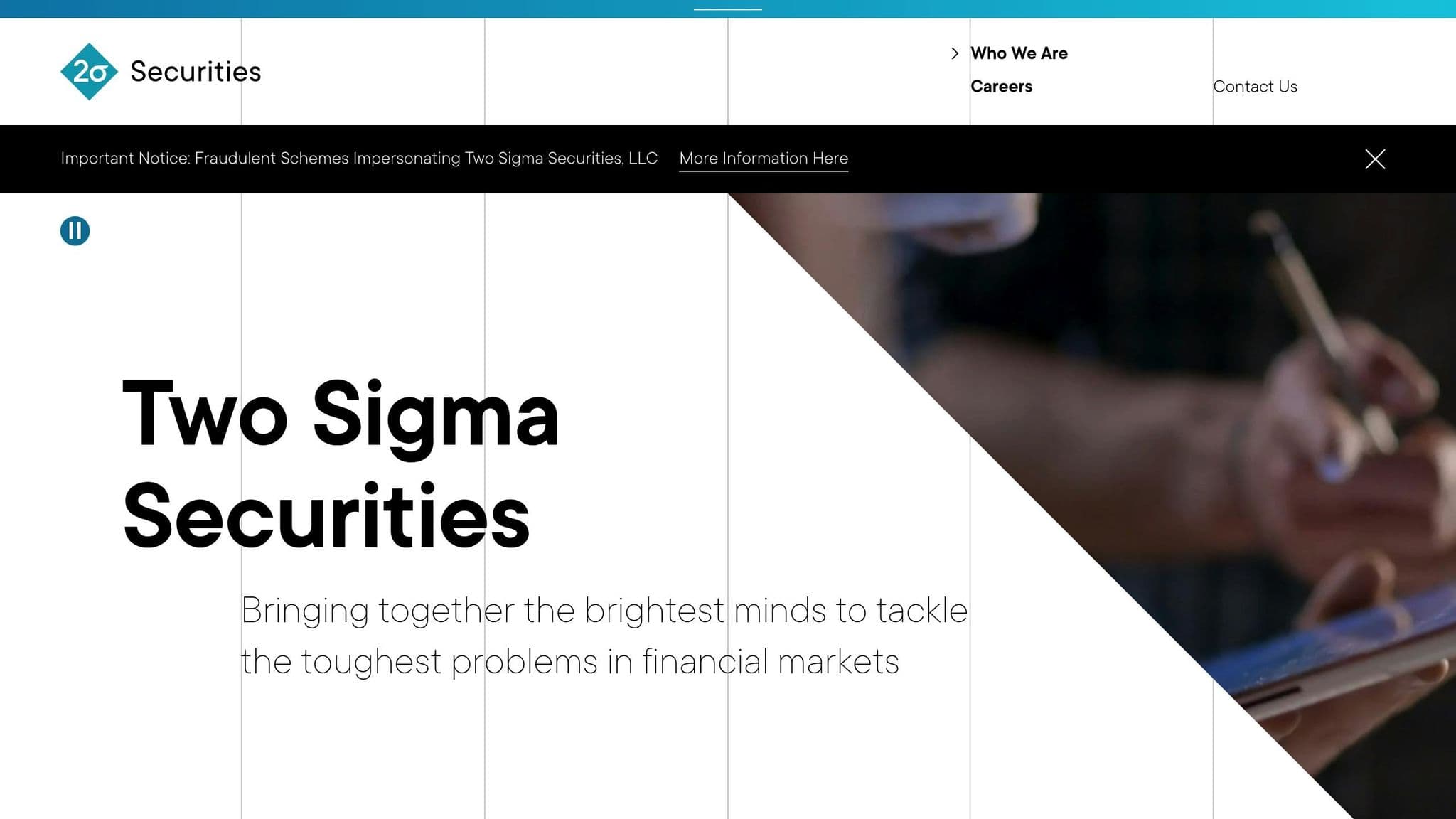 Two Sigma Securities homepage with market making and investment technology services