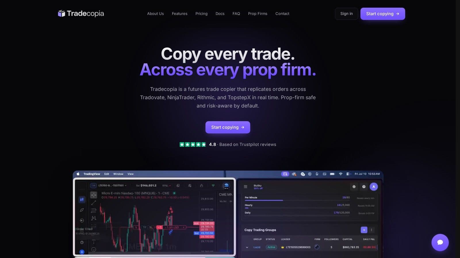 Tradecopia homepage, October 2026