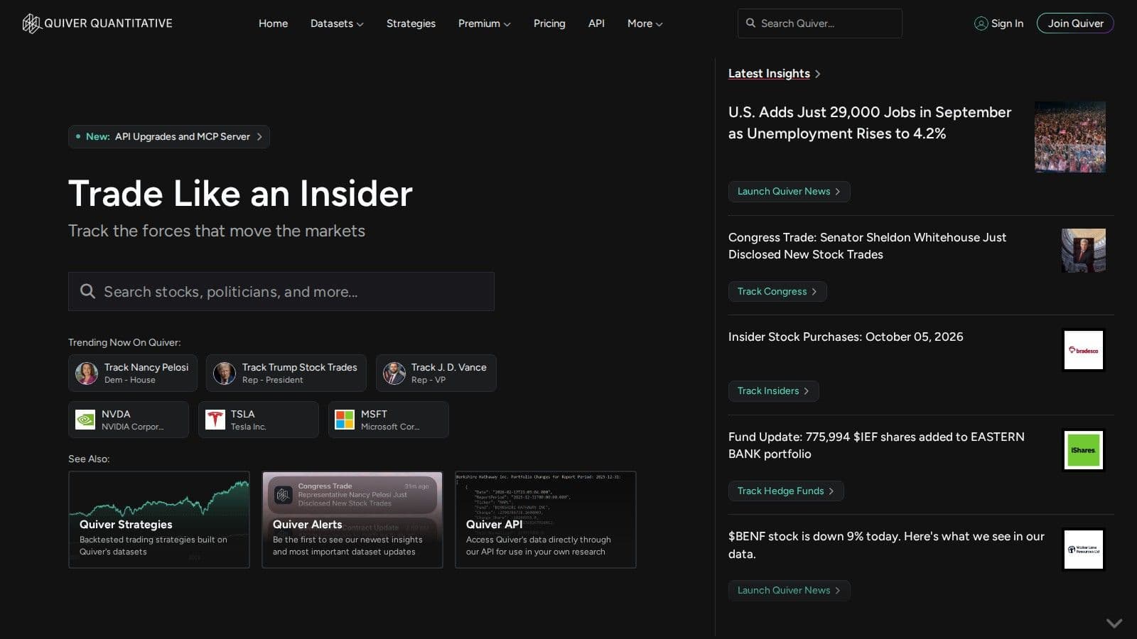 Quiver Quantitative homepage, October 2026