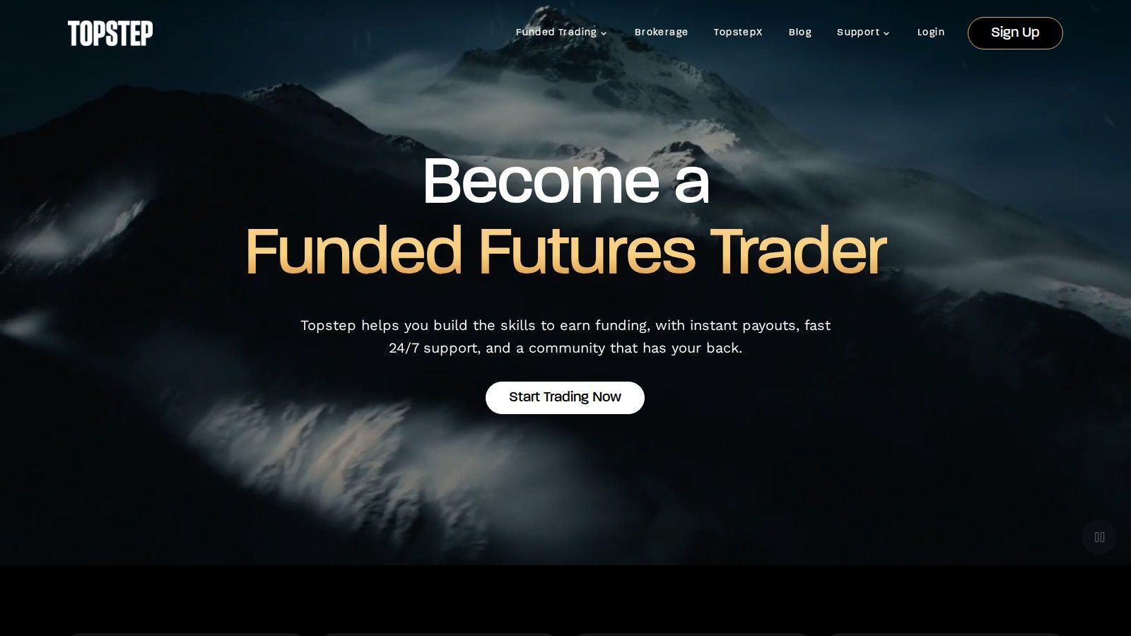 Topstep homepage, October 2026