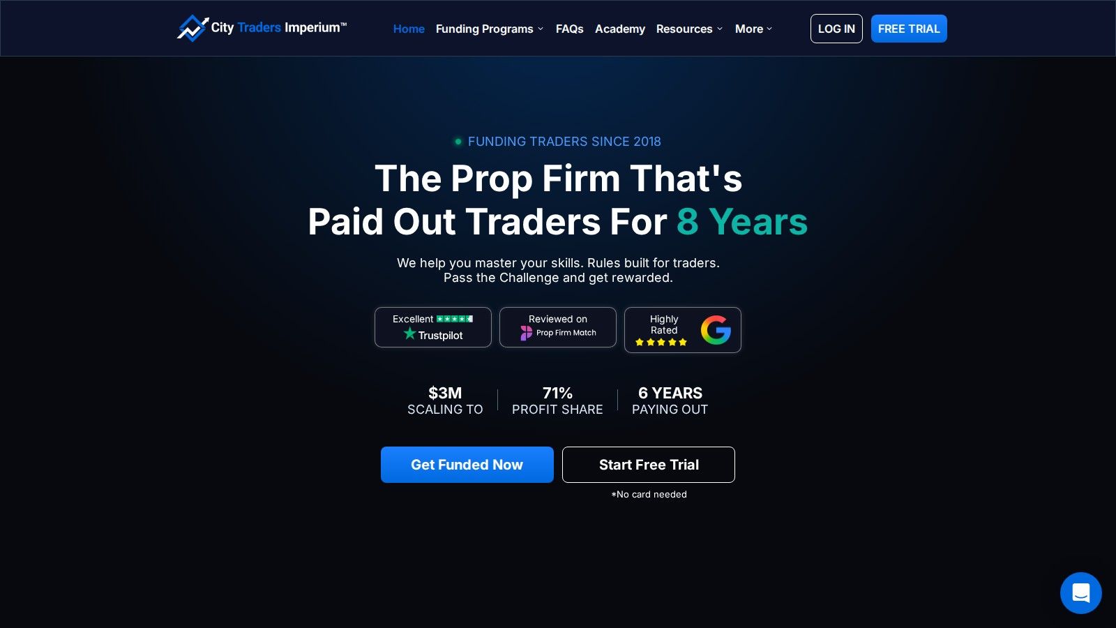 City Traders Imperium homepage, October 2026