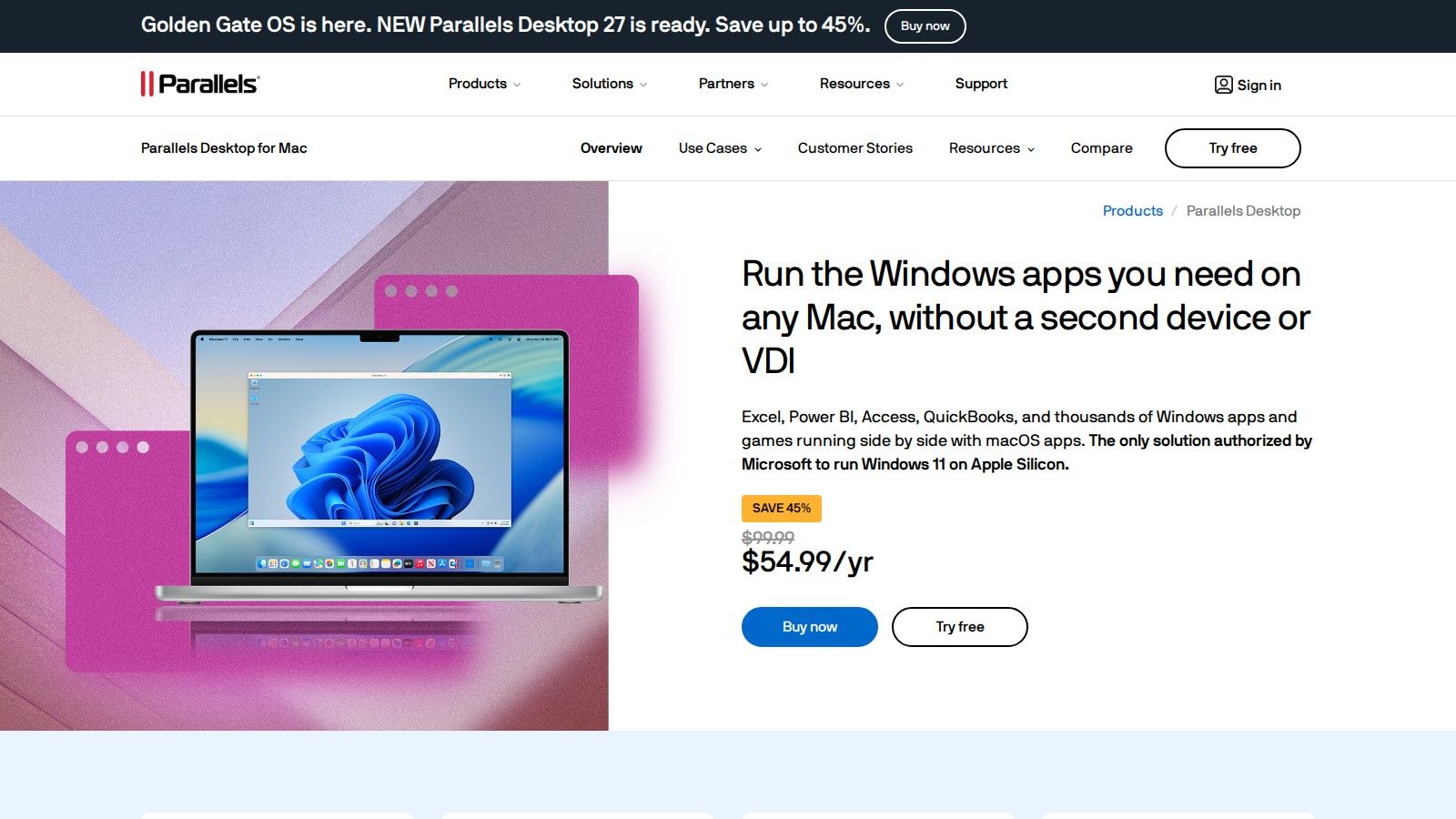 Parallels Desktop homepage, October 2026