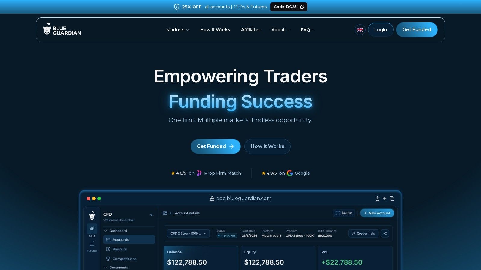 Blue Guardian homepage, October 2026