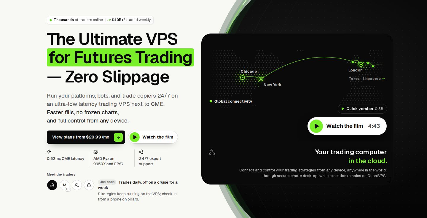QuantVPS homepage hero, October 2026