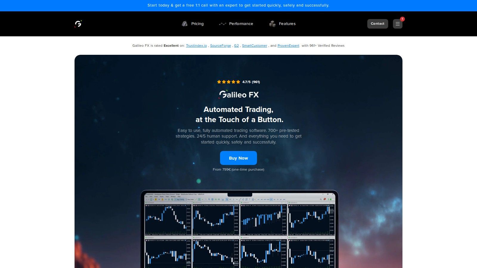 Galileo FX homepage, October 2026