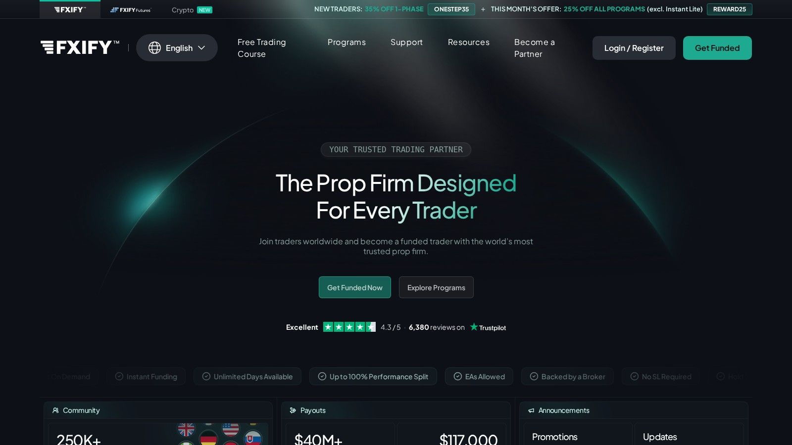 FXIFY homepage, October 2026