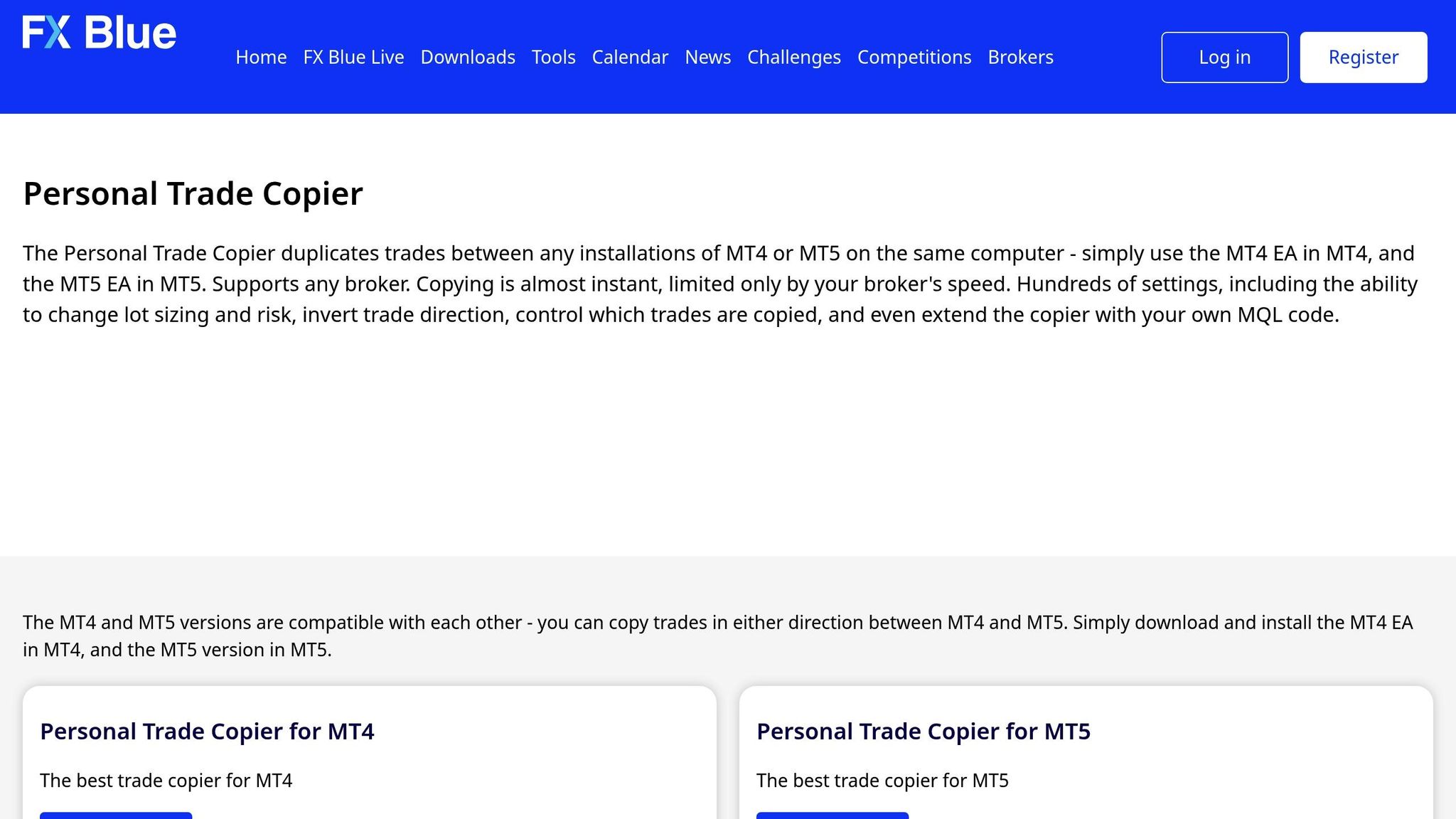 FX Blue Personal Trade Copier