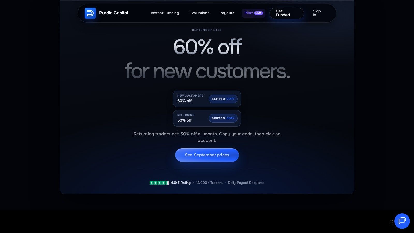 Purdia Capital homepage, October 2026