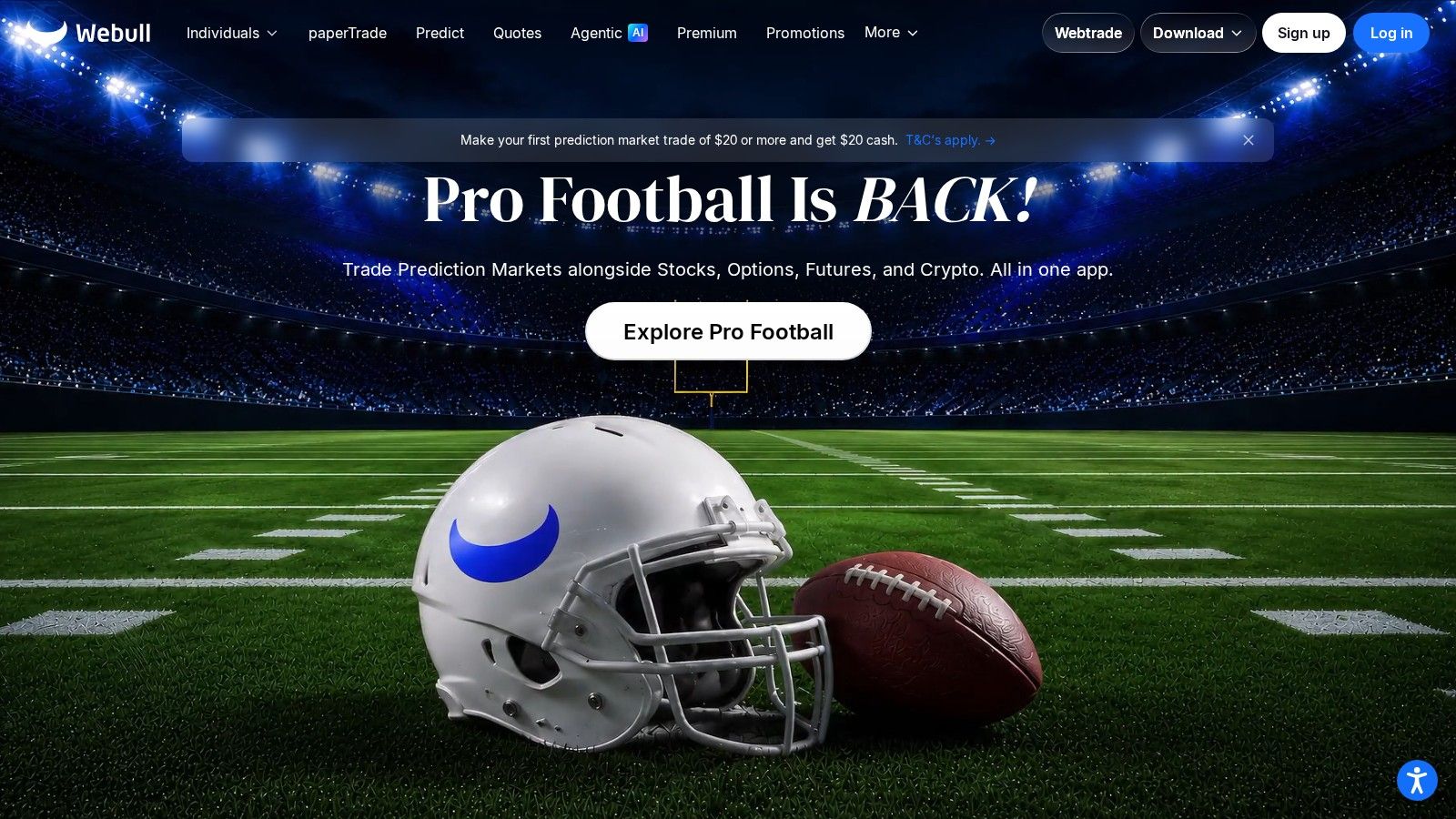 Webull homepage, October 2026