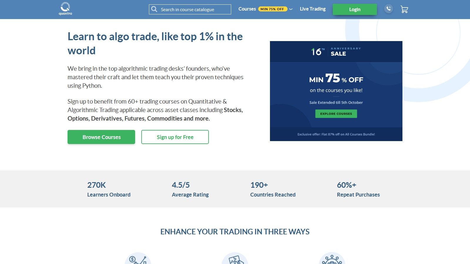 Quantra homepage, October 2026