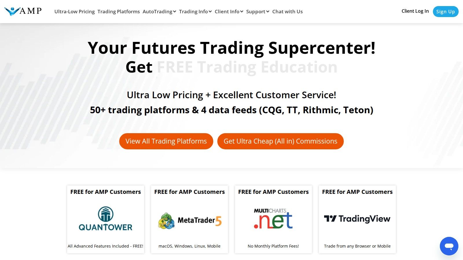AMP Futures homepage, October 2026