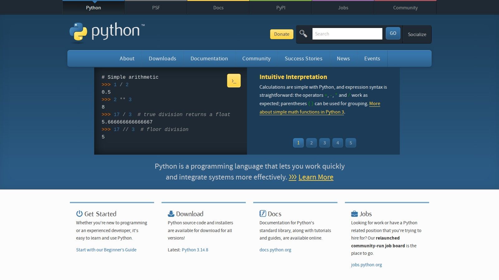 Python homepage, October 2026