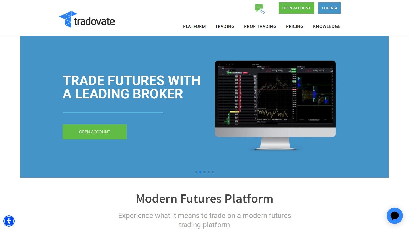 Tradovate homepage, October 2026