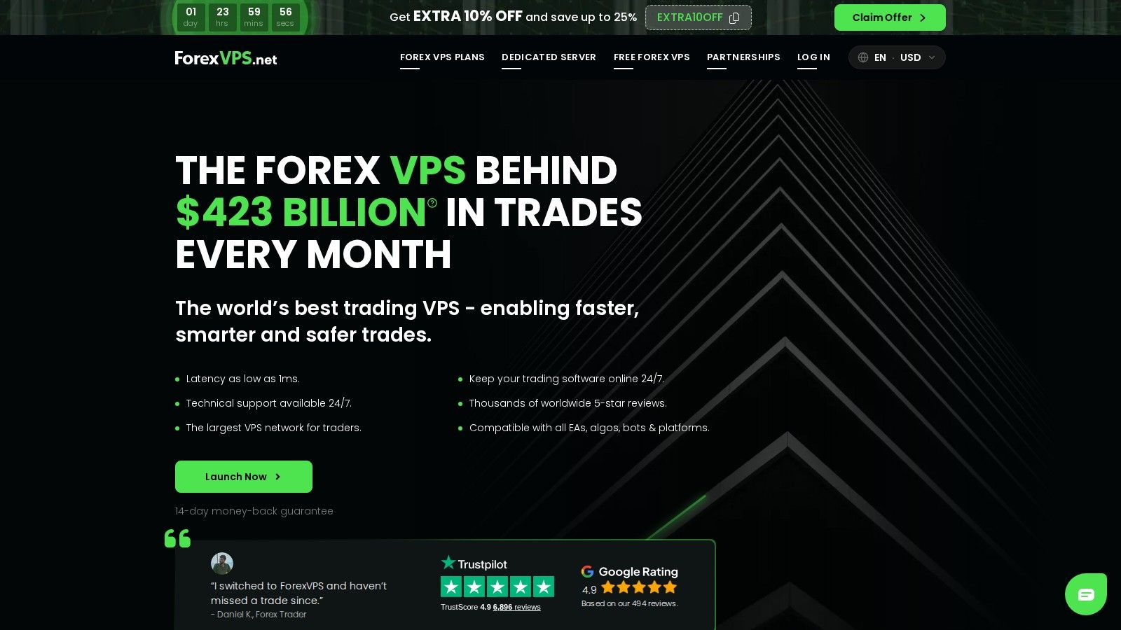 ForexVPS homepage, October 2026