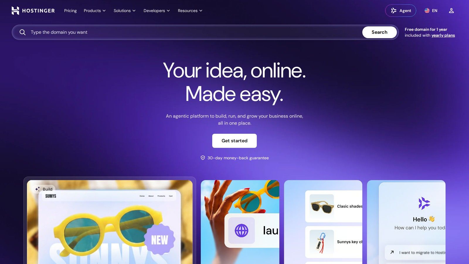 Hostinger homepage, October 2026