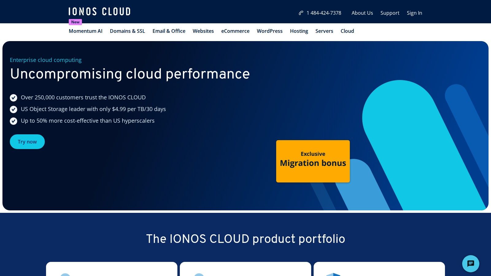 IONOS Cloud homepage, October 2026