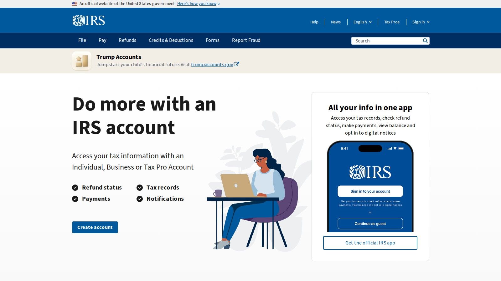 IRS homepage, October 2026