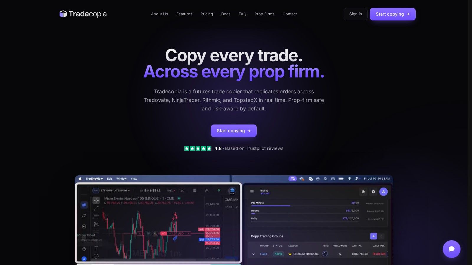 Tradecopia homepage, October 2026