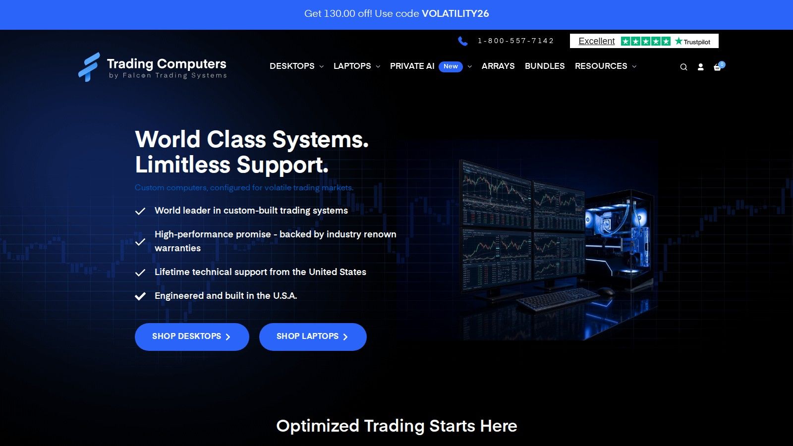Falcon Trading Systems homepage, October 2026