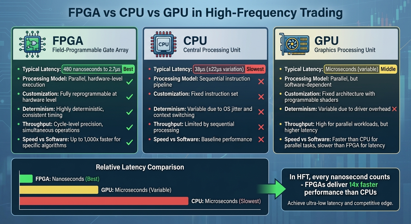 FPGA vs CPU vs GPU Performance Comparison for High-Frequency Trading