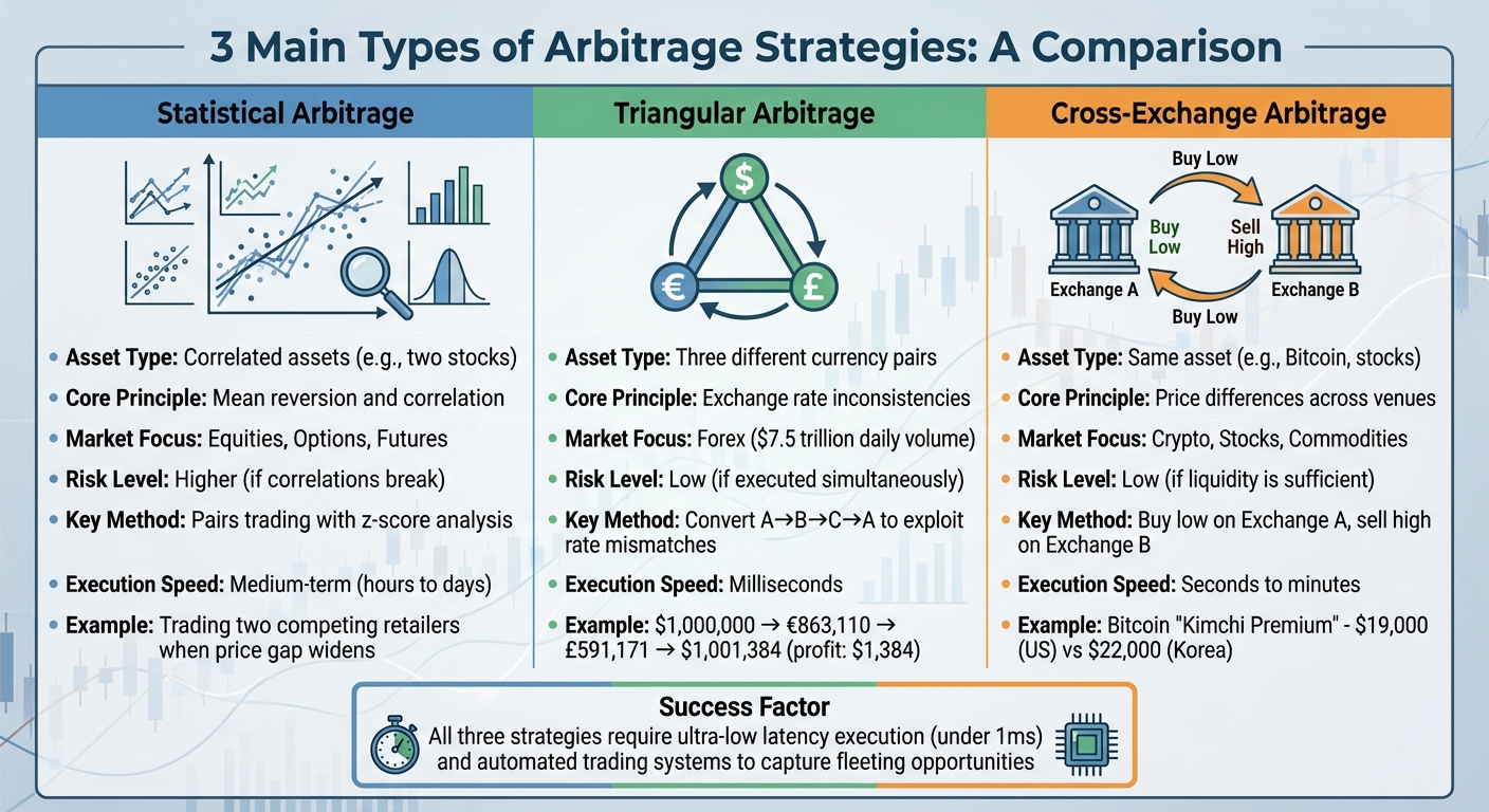 Comparison of Three Main Arbitrage Trading Strategies
