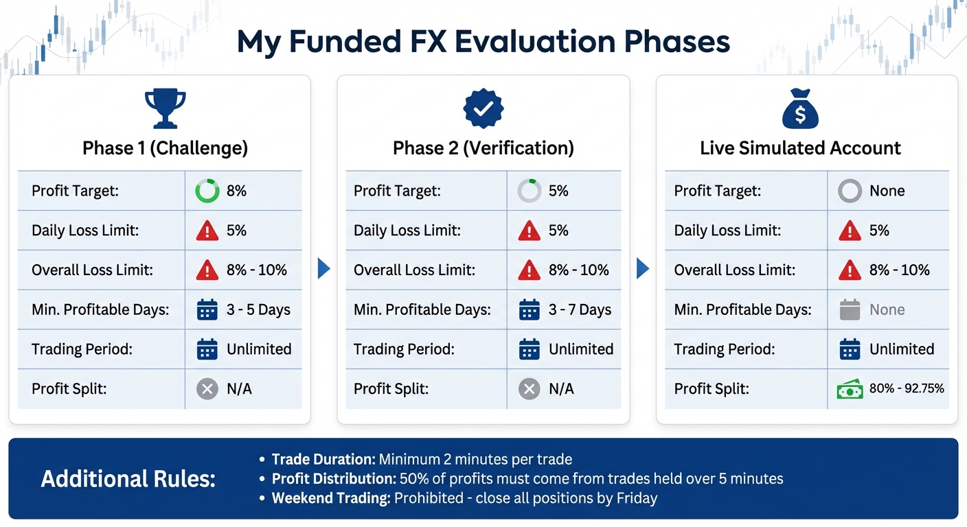 My Funded FX Evaluation Phases: Requirements and Rules Comparison