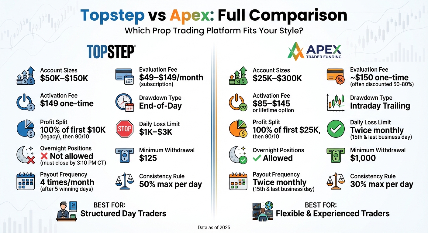 Topstep vs Apex Trader Funding: Complete Feature Comparison