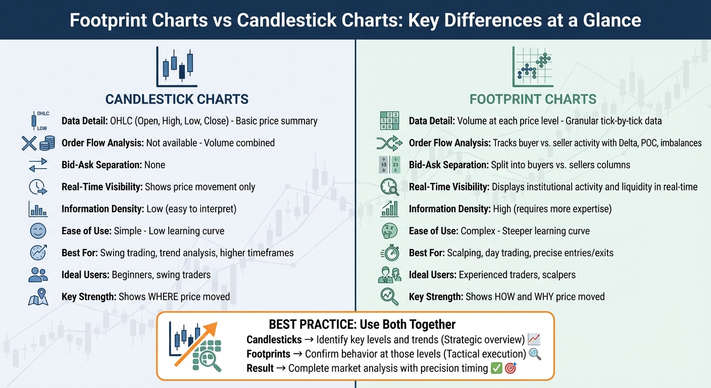 Footprint Charts vs Candlestick Charts: Complete Feature Comparison