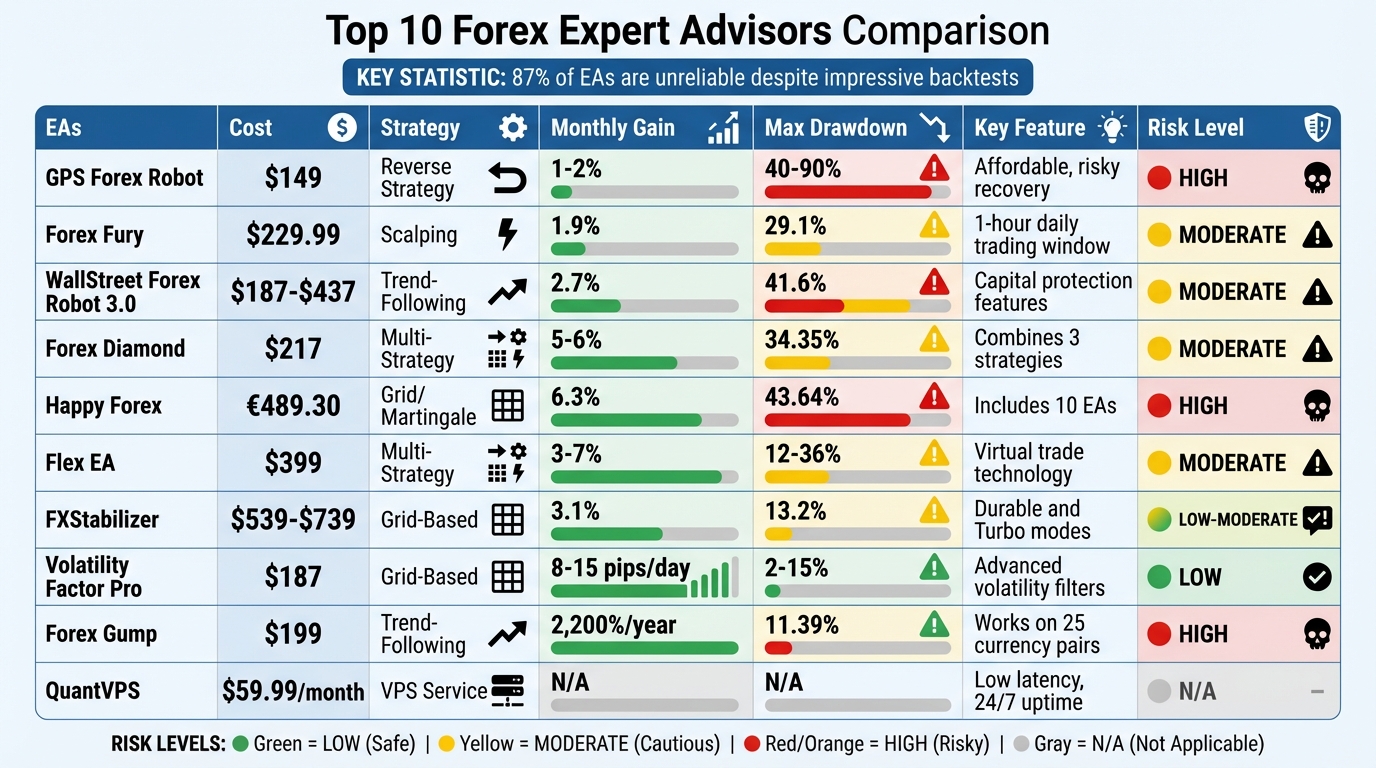 Top 10 Forex Expert Advisors Comparison: Performance, Cost & Risk Analysis