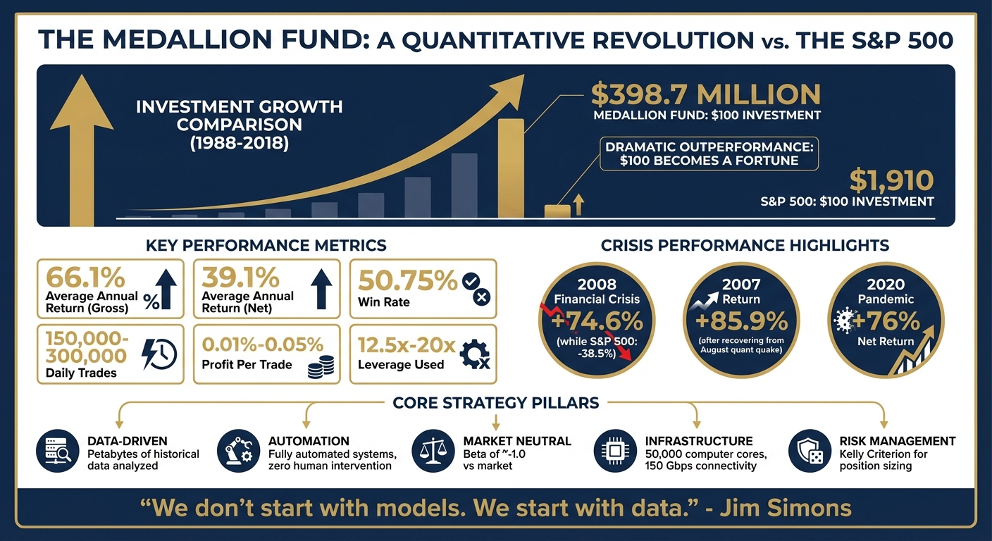 Jim Simons Medallion Fund Performance vs S&P 500 (1988-2018)