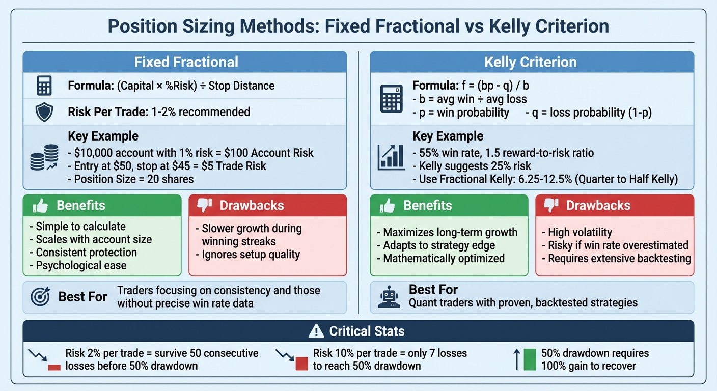 Trading Risk Management: Position Sizing Methods Comparison Chart