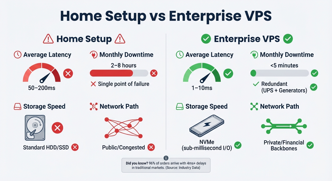 Home Setup vs VPS Performance Comparison for Kalshi Trading Bots
