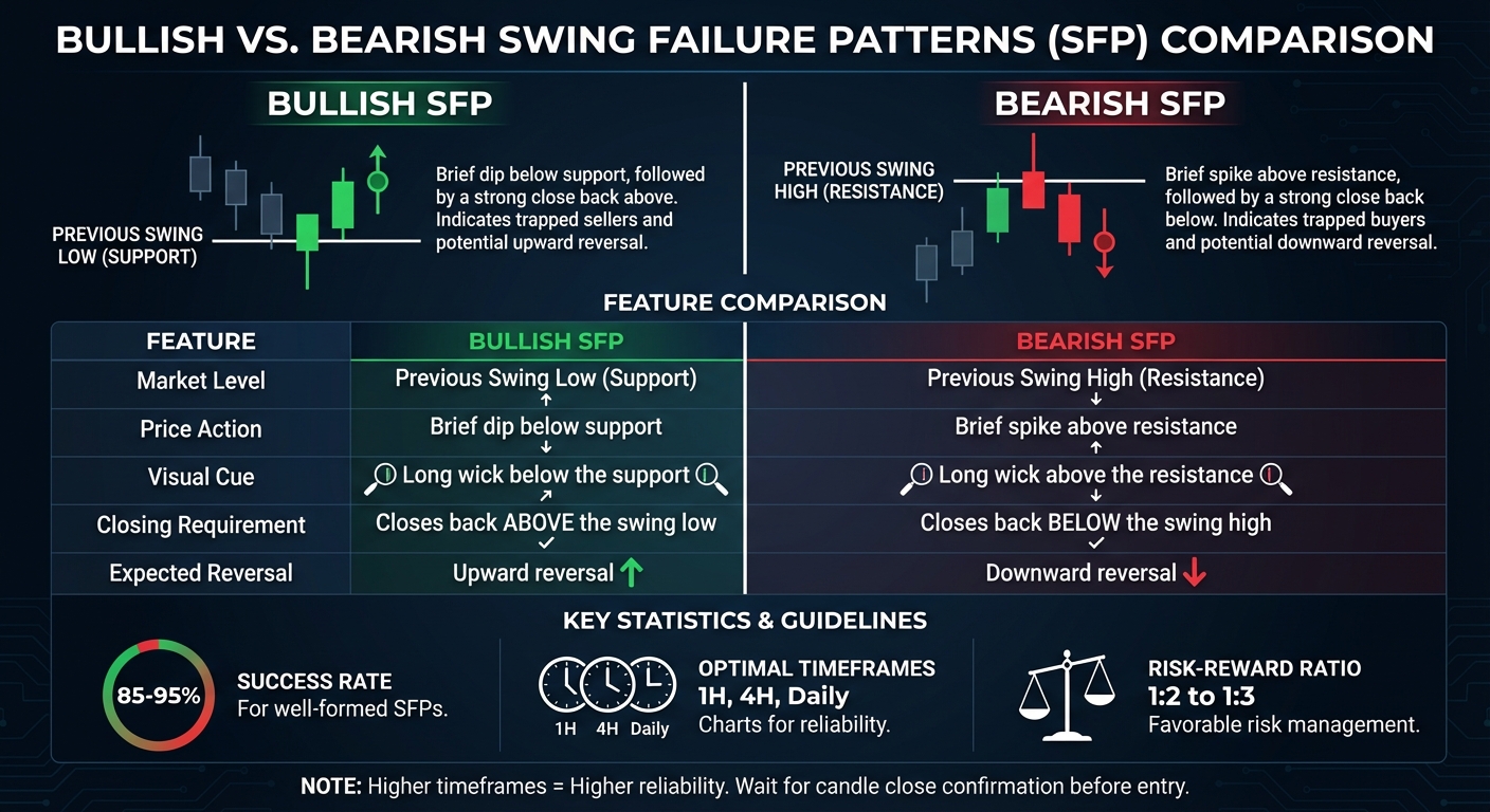 Bullish vs Bearish Swing Failure Patterns: Visual Comparison Guide