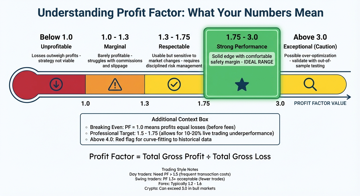 Profit Factor Ranges and Trading Strategy Performance Benchmarks