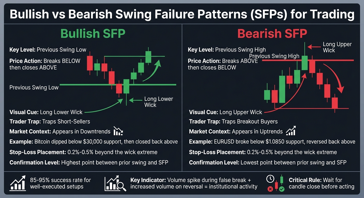 Bullish vs Bearish Swing Failure Patterns: Visual Comparison Guide