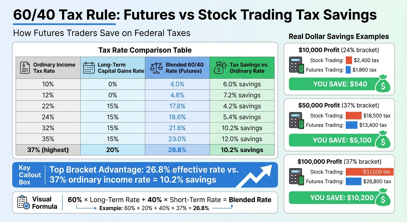 60/40 Tax Rule Savings: Futures vs Stock Trading Tax Rates by Income Bracket